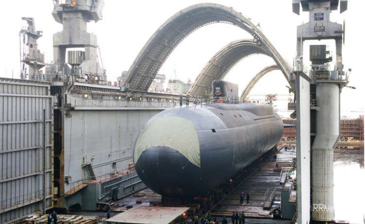 Project 955 Borei submarine at Sevmash shipyard
