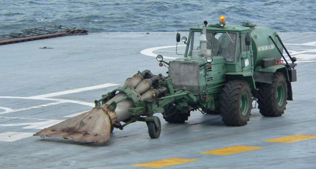 Tractor on the deck of Admiral Kuznetsov carrier