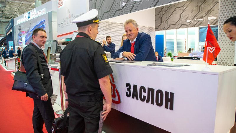 Representative of the Russian Navy at the booth of Zaslon Science &Technology Center