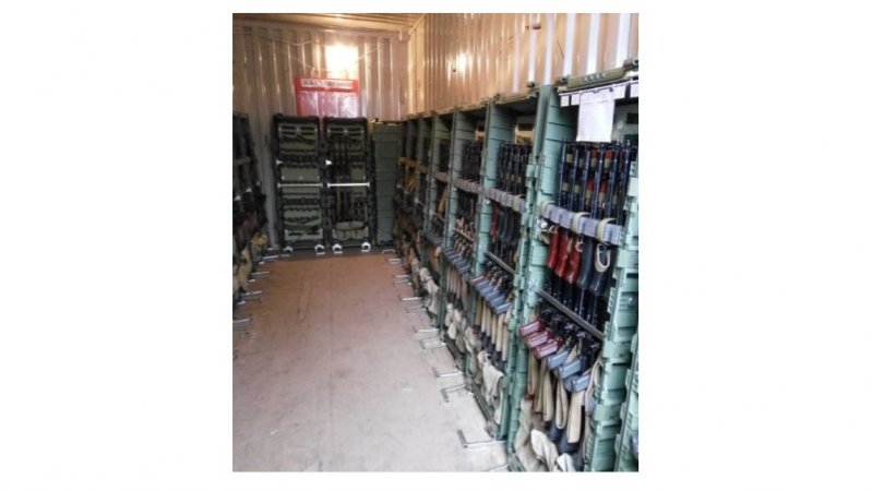 Field arms storage room in sea container