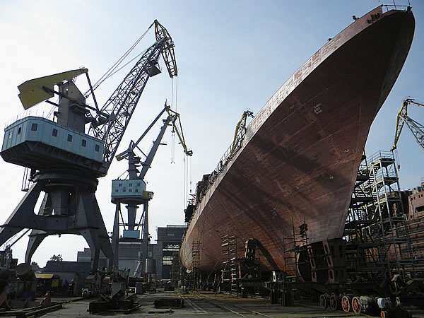 A project 11356 frigate at the Yantar Shipyard