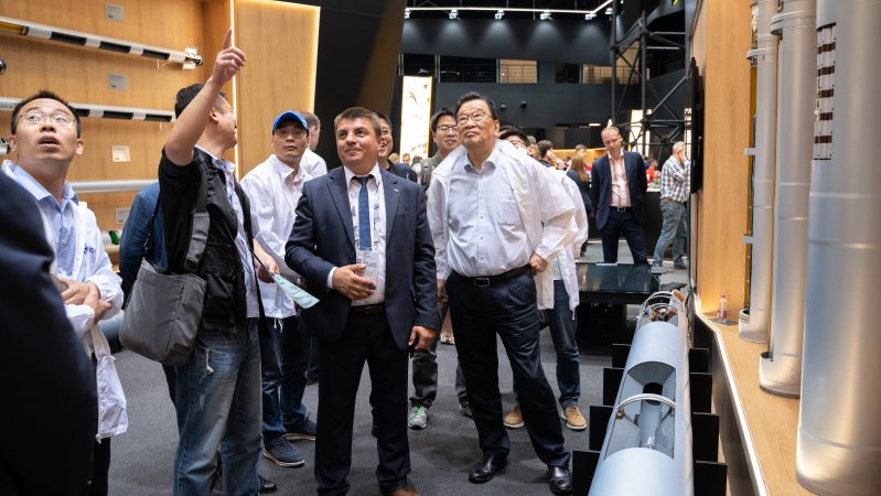 Foreign delegation at NPO Splav’s booth during the Army-2019 forum