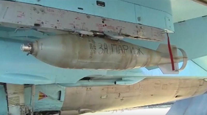 Russian bomb with message "For Paris!"
